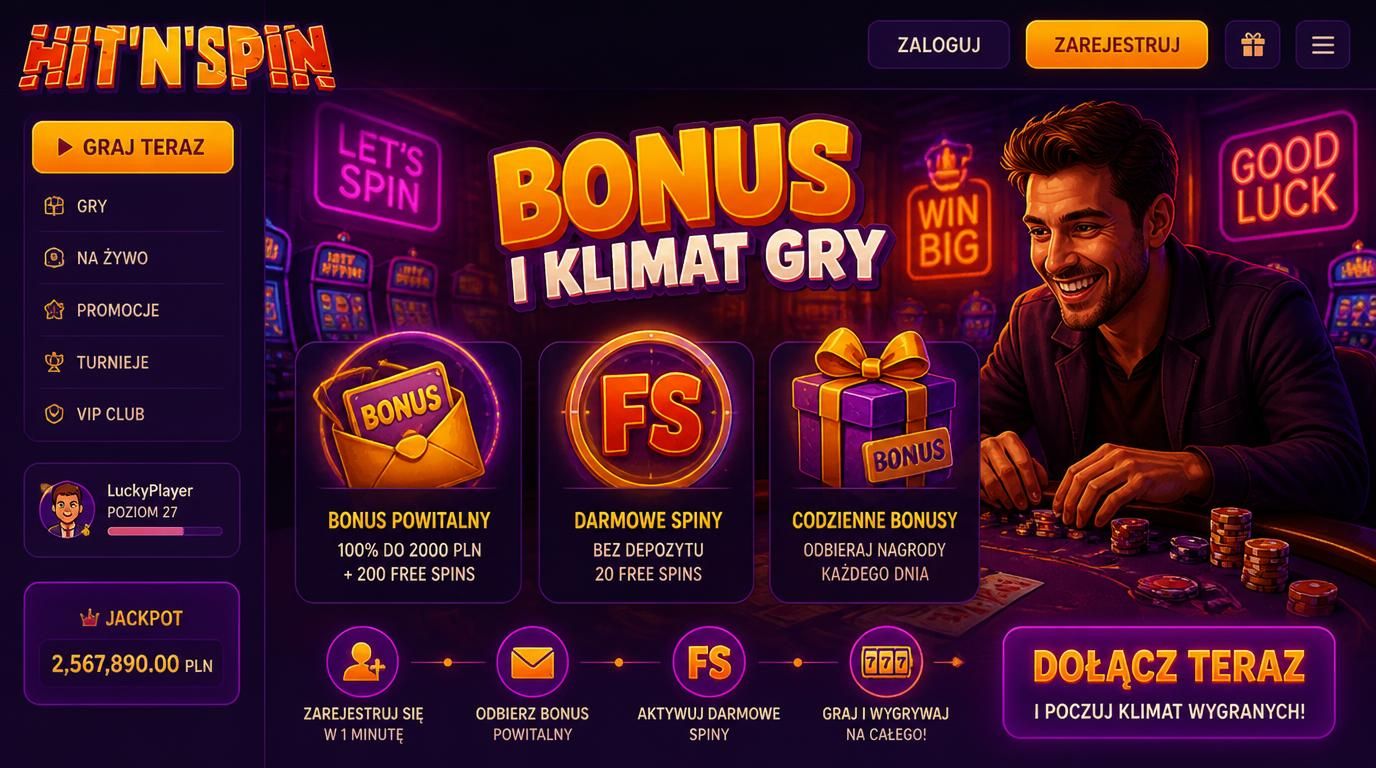 bonus powitalny, darmowe spiny, klimat nocnej gry